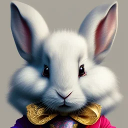 Detailed portrait white rabbit from Alice in Wonderland. Perfect face, detailed face, delicate face, detailed clear eyes, detailed fur.