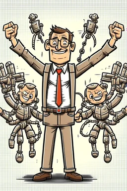 a happy boss with many arms