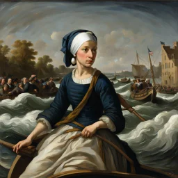 A girl with a pearl earring crossing the Delaware.