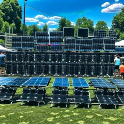 some solar panels in a music festival