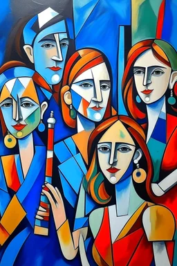 picasso style cubism 5 people