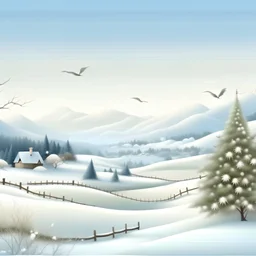 Weihnachtliche, winterliche Landschaft als Hintergrund für eine Weihnachtskarte