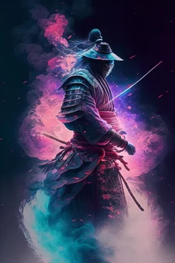 Mystical samurai emitting an aura