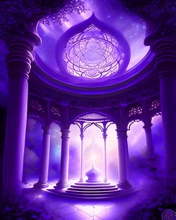 Enter the sacred pavilion, where the atmosphere transcends into the realm of the crown chakra. Pure and radiant, the air shimmers with the brilliance of violet light. Serenity envelopes the space, inviting a profound connection with the divine. A gentle breeze carries whispers of cosmic wisdom, elevating consciousness. The scent of lavender lingers, enhancing spiritual tranquility. In this atmospheric sanctuary, a sense of unity with the universe unfolds. Overall violet theme
