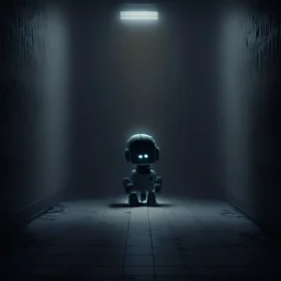 lonely robot in a dark room