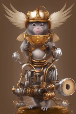 cute steampunk mechanical monkey with wings