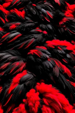 A pile of bloody black feathers