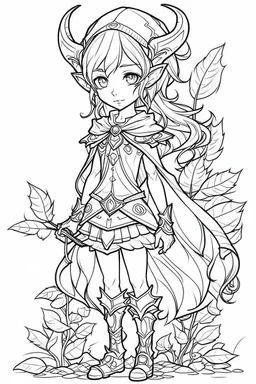 Outline art for cute Fantasy coloring pages with elf, white background, Sketch style, full body, only use outline, Mandala style, clean line art, no shadows and clear and well outlined