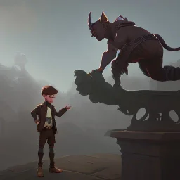 a kid with his magical gargoyle by Nick Harris