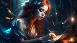 Fantasy style, girl, Write text ERAZE