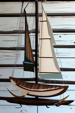 Driftwood Sailboats Mobile -- Wooden Ships -- Nautical Nursery Decor -- Patio