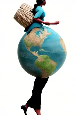 a woman carrying the earth on her back