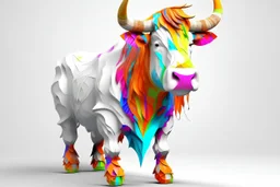 white,background,full,colour 3-d,highland cow pop.out,cool