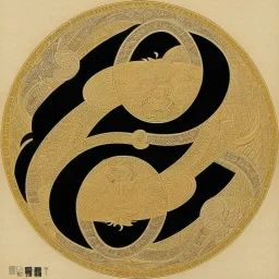 Ukiyo-e,detailed yin and yang symbol,