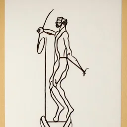 hand drawn in single line by Nicolai Blatter with hatch with parallel wavy lines metal engraving representing representing Prometheus and Don Quixote in bosch style or salvador dali style