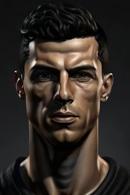 Cristiano Ronaldo, male, detailed, hyper realistic, 36 year old elite footballer, slicked back black hair, clean-shaven,