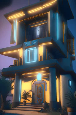 a home built in axum ethiopia, windows, doors, porches, awnings, middle of SPACE, cyberpunk lights, Hyper Detail, 8K, HD, Octane Rendering, Unreal Engine, V-Ray, full hd -- s5000 --uplight --q 3 --stop 80--w --ar 1:3 artistic color, suprematism, redshift render, 8K, HD, Dramatic Lighting by Brom, trending on artstation, fantastic lighting, hyper