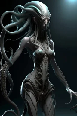 gorgeous female humanoid alien model, tentacles