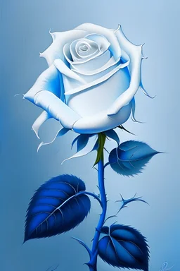 Draw me a white rose on a bleu background