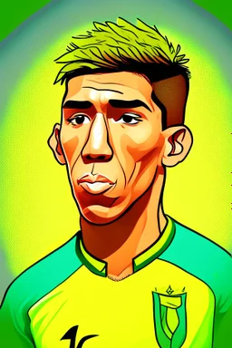 Roberto Firmino Brazilian football player cartoon 2d