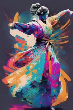 affluent female martial arts gown psychedlic