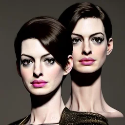 perfect Anne Hathaway, face and bust, highly realistic, highly detailed