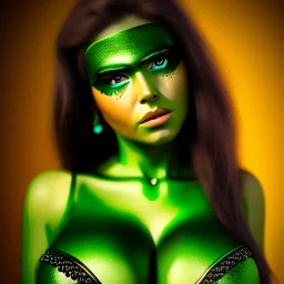 fullbody portrait of beautiful busty amazon woman with big Green sad eyes by Rodolfo Amoedo 8k