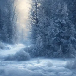 winter landscape, ice field, dream, depth of field, realistic details