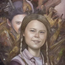 portrait of Greta Thunberg lumberjack