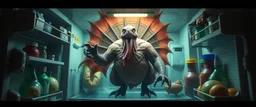 final boss pork turkey sloth undead demon in the fridge space craft in the style of fantasy art