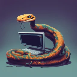 Computer Hacker Snake. NFT Pixel Art
