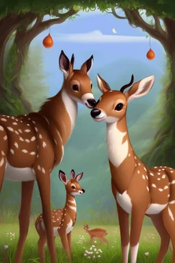 "look Alina my love: we found Deery the deer, what a chance! and she can speak, this is so great! Deery, please eat some of these tasty mushrooms with us" Deery eats some of the mushrooms and smiles. "Thank you, thank you, thank you." "Goodbye my deary." "See ya soon my love." "Good bye Deery." "I love you, Alina." > make love to Alina and to Deery together, we are three magic animals snorting in the wood, eating flowers and mushrooms. The sky is so blue, the faeries are back with us and sing