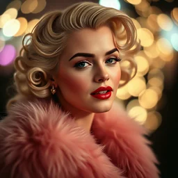 Young Marilyn monroe in fur, bokeh photograph