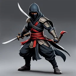 Cartoon art style de un Ninja full body calidad ultra intrincado hiperdetallado