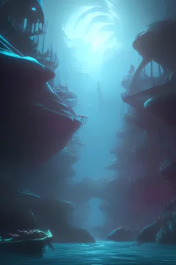 deep under ocean dark night