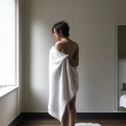 person, just after shower, whole body, no towel