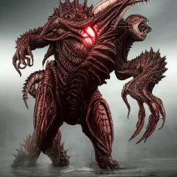 hybrid kaiju between alien xenomorph of ridley Scott and iron man