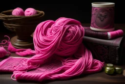 A pink archives with pink arcane magic designed in Navajo yarn