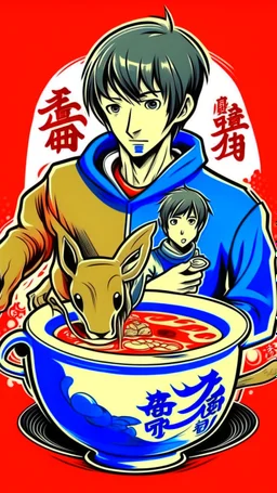 Japanese Kangaroo Soup Australian Ad Scott Pilgrim style.