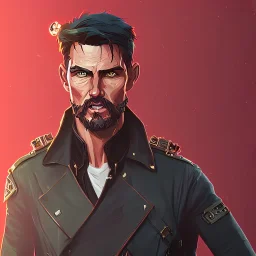 Tom Cruise Christmas cyberpunk military beard art