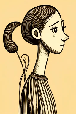 doodle , high quality , illustrated, girl with long neck,
