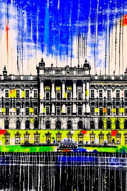 Buckingham palace in the style of john piper