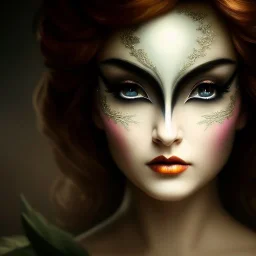 woman character, ominous, facepaint, waist up portrait, intricate, oil on canvas, masterpiece, expert, insanely detailed, 8k resolution, retroanime style, cute big circular reflective eyes, cinematic smooth,Busty, beautiful booty, intricate detail , soft smooth lighting, soft pastel colors, painted Renaissance style