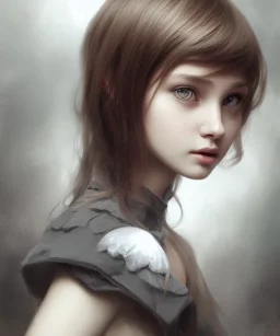 intricate, elegant, sharp focus, illustration, highly detailed, digital painting, concept art, matte, art by wlop and artgerm and ivan shishkin and andrey shishkin, masterpiece, young and cute ukrainian girl, adorable, hime cut hair, round face