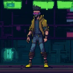 A pixel art cyberpunk version of the best football predictor master pundit master mutant