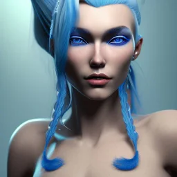 head and shoulders portrait of a blue Cowgirl with blue skin and white hair, 8k resolution concept art portrait