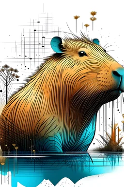 Capybara Kingdom image illustration is like a pen tool art without a background.full capybara image