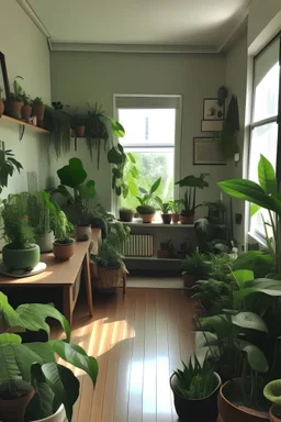 appartement avec plein de plante style lofi