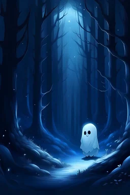 Christmas ghost in a midnight forest