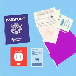 full view of a low-polygon, flattened vector image, passport card with photo of person, in a blue color palette, transparent background.